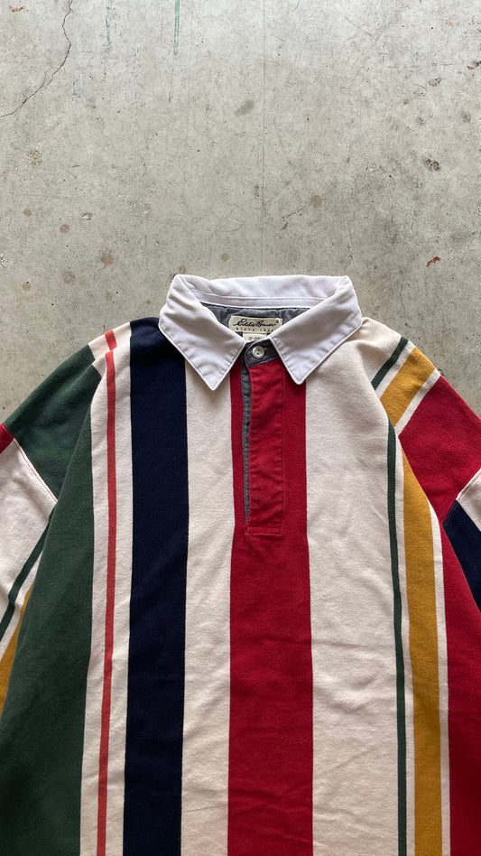 2000S EDDIE BAUER STRIPES RUGBY SWEATSHIRT - L