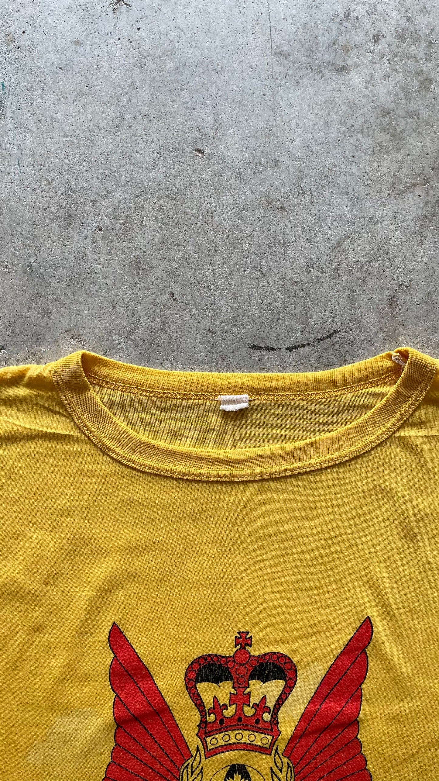 1980S "RESCUE" YELLOW RINGER TEE - M