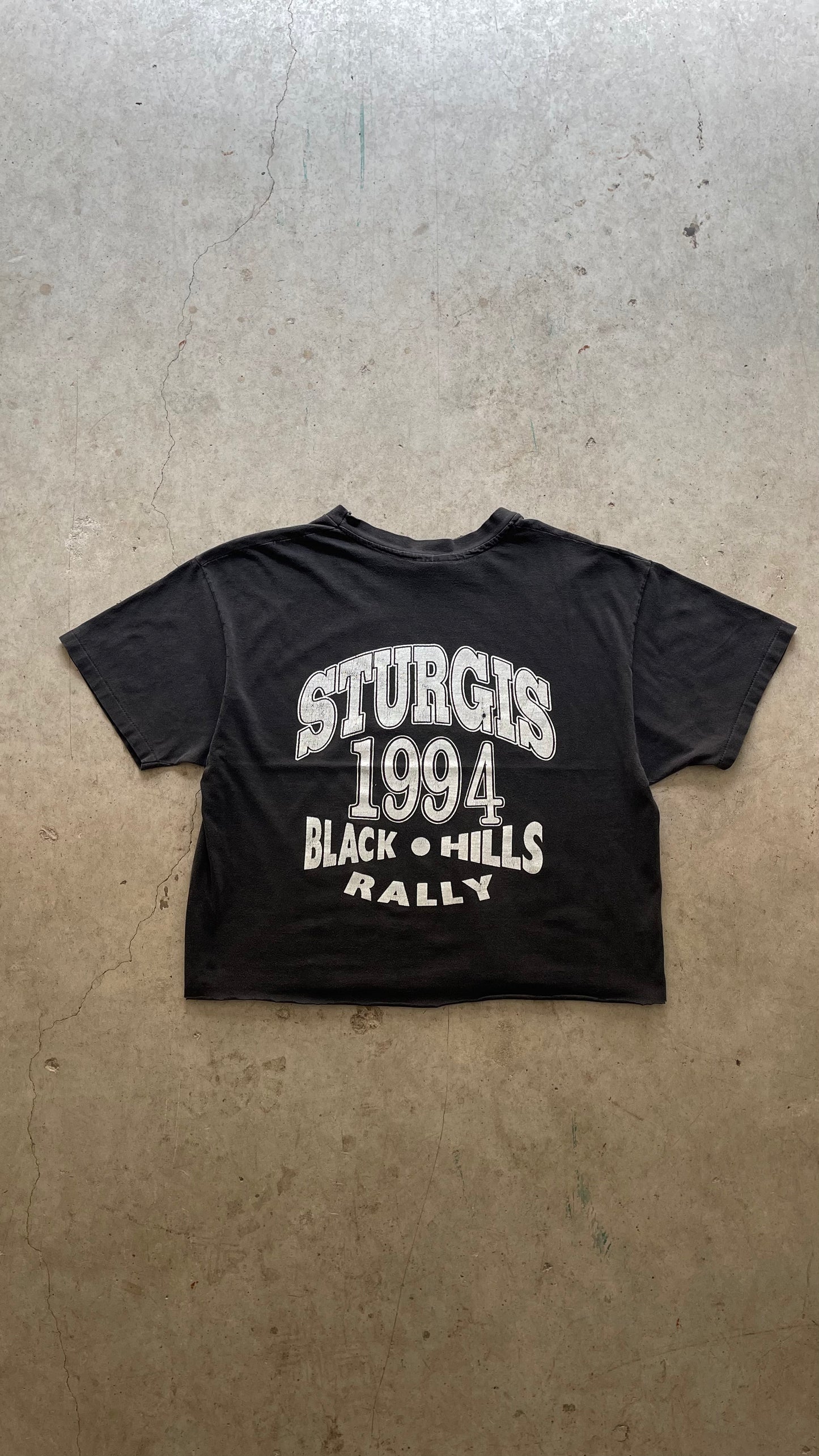 1990S FAED STURGIS CROPPED BLACK TEE - XL