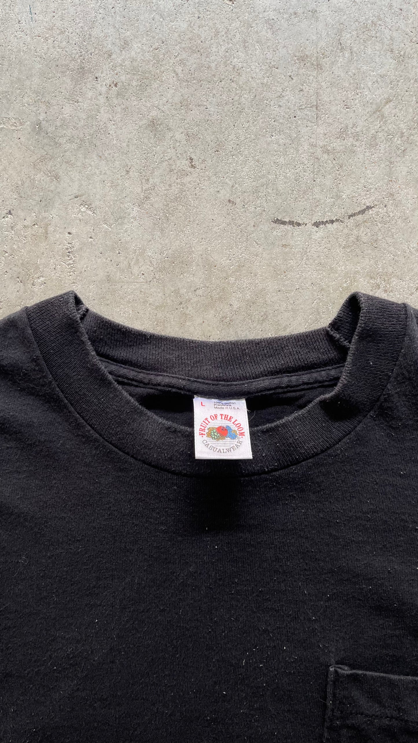 1990S FADED POCKET BLACK TEE - L