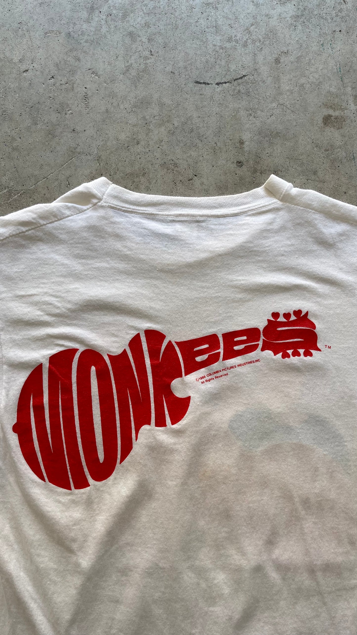 1980S THE MONKEES BAND WHITE TEE - S