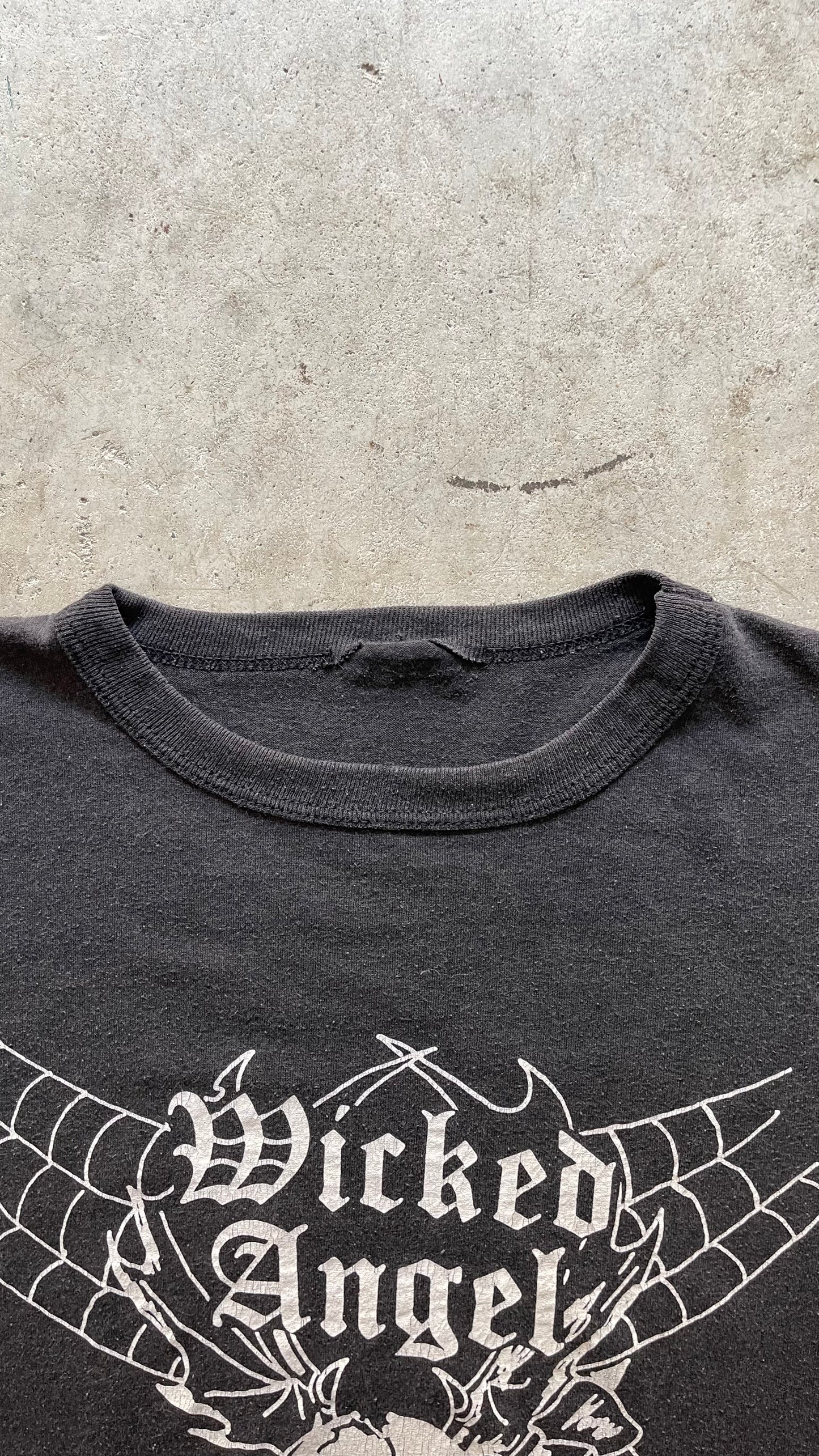 1990S "WICKED ANGEL" RINGER BLACK TEE - M
