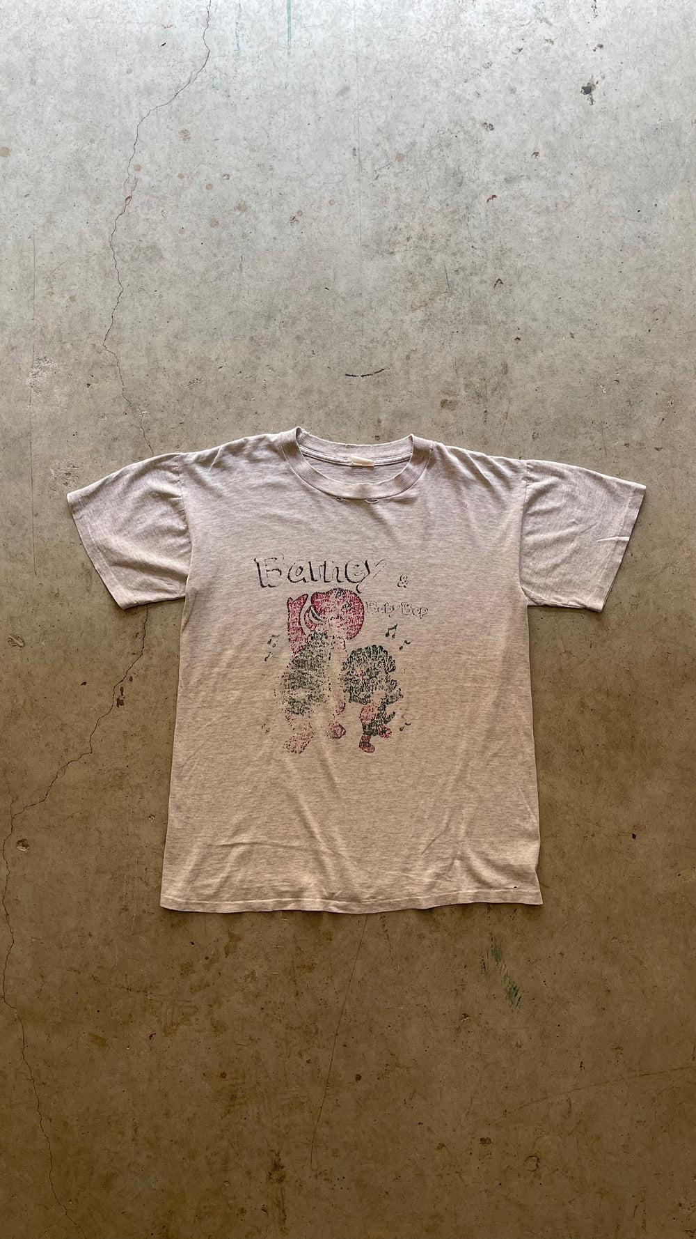 1990S BARNEY PROMO DISTRESSED TEE - L