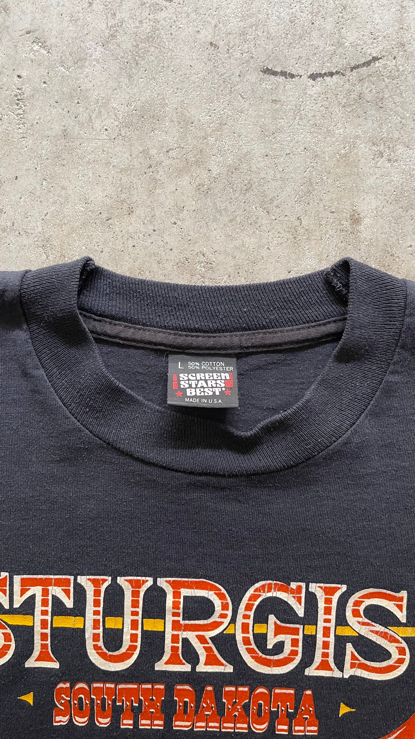 1990S FADED STURGIS BLACK TEE - L