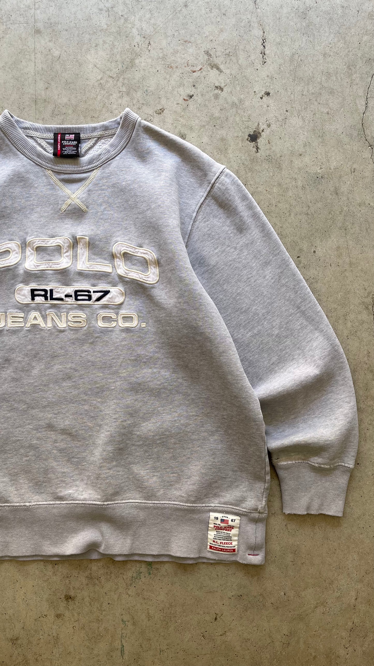 1990S POLO SPORT GREY SWEATSHIRT -  M