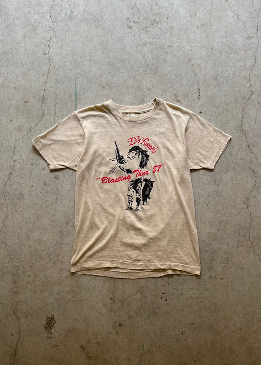 1980S  'EB'S RAMBO" CREAM TEE - M