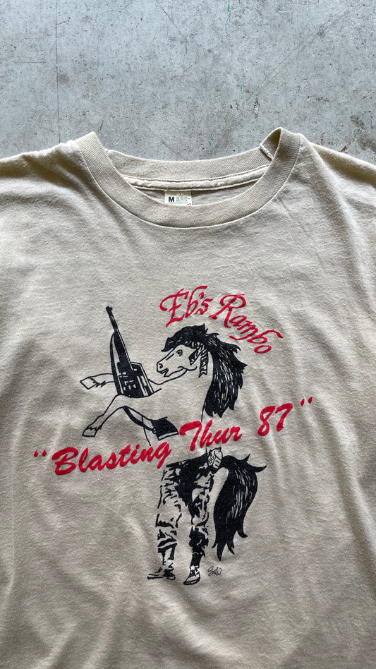 1980S  'EB'S RAMBO" CREAM TEE - M