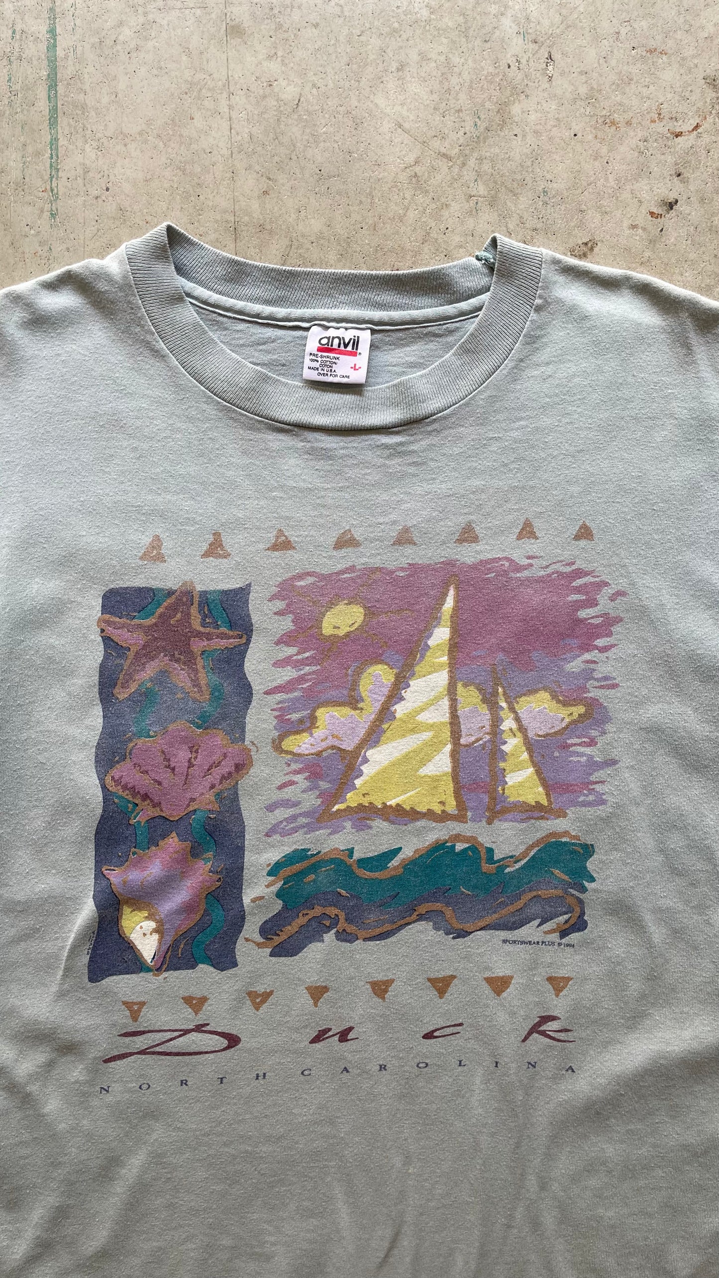 1990S NORTH CAROLINA BEACH LIGHT BLUE TEE - L