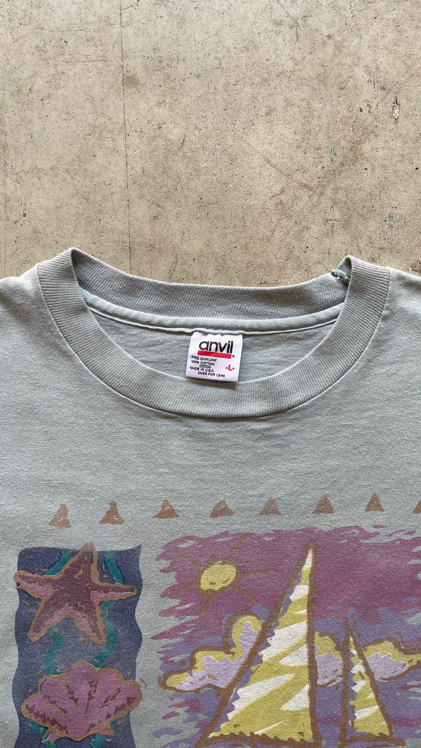 1990S NORTH CAROLINA BEACH LIGHT BLUE TEE - L