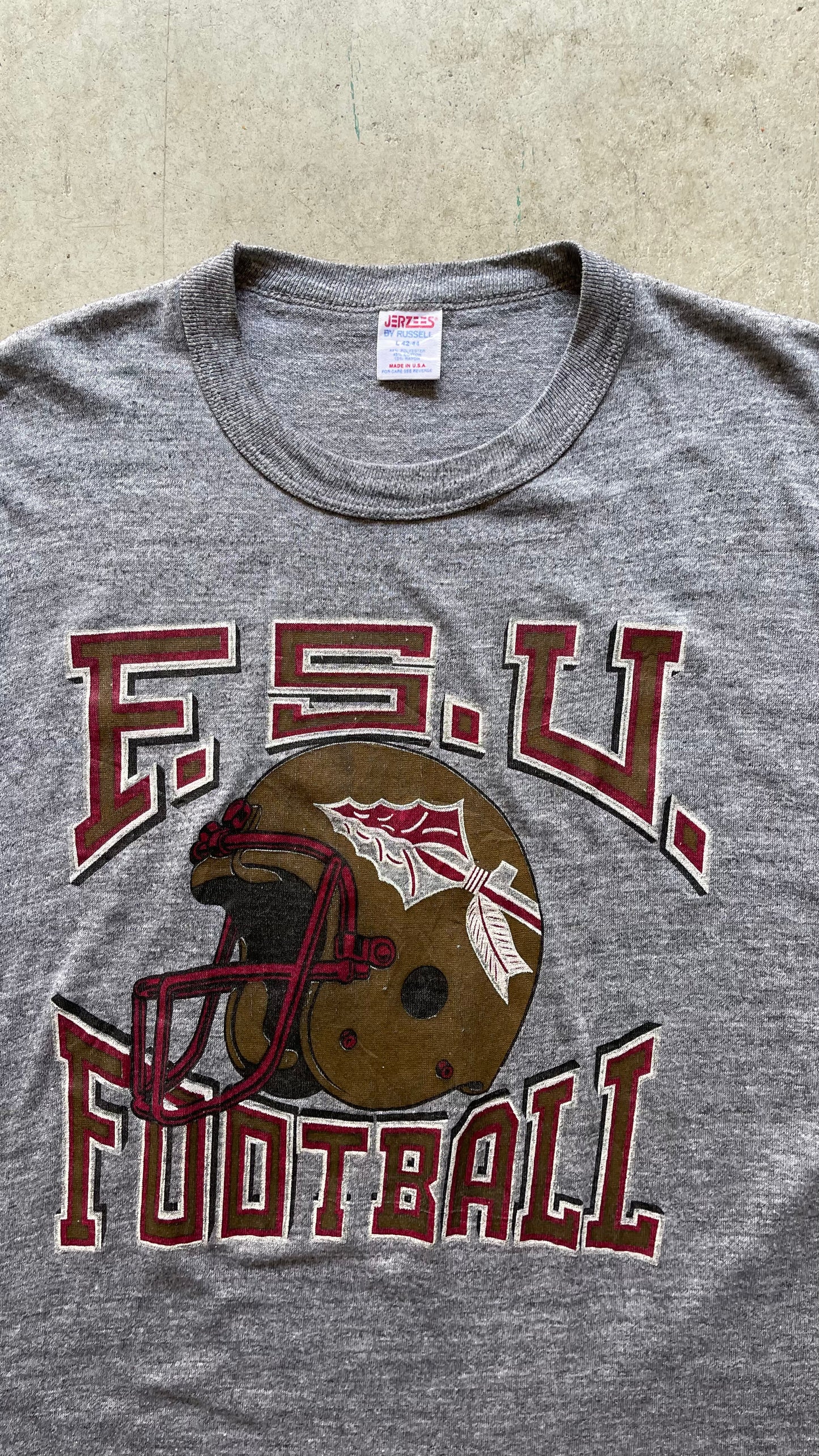 1980S FSU FOOTBALL GREY TEE - L
