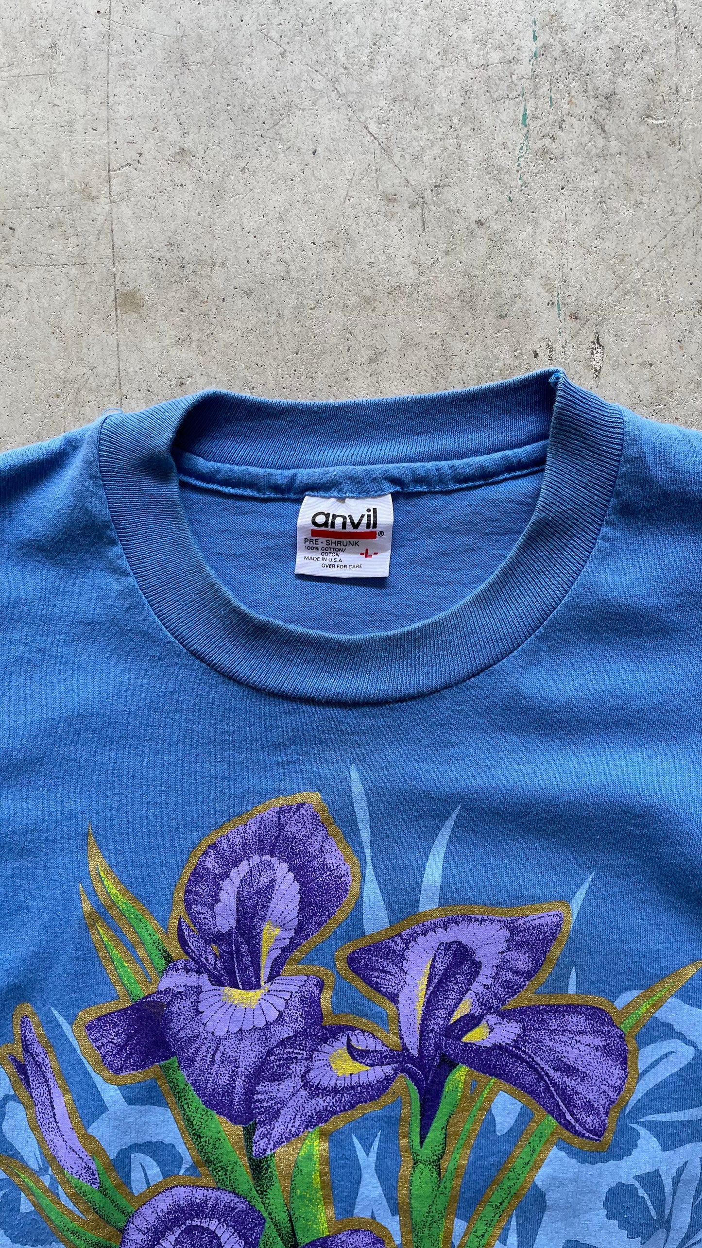 1990S FLOWERS BABY BLUE TEE - L