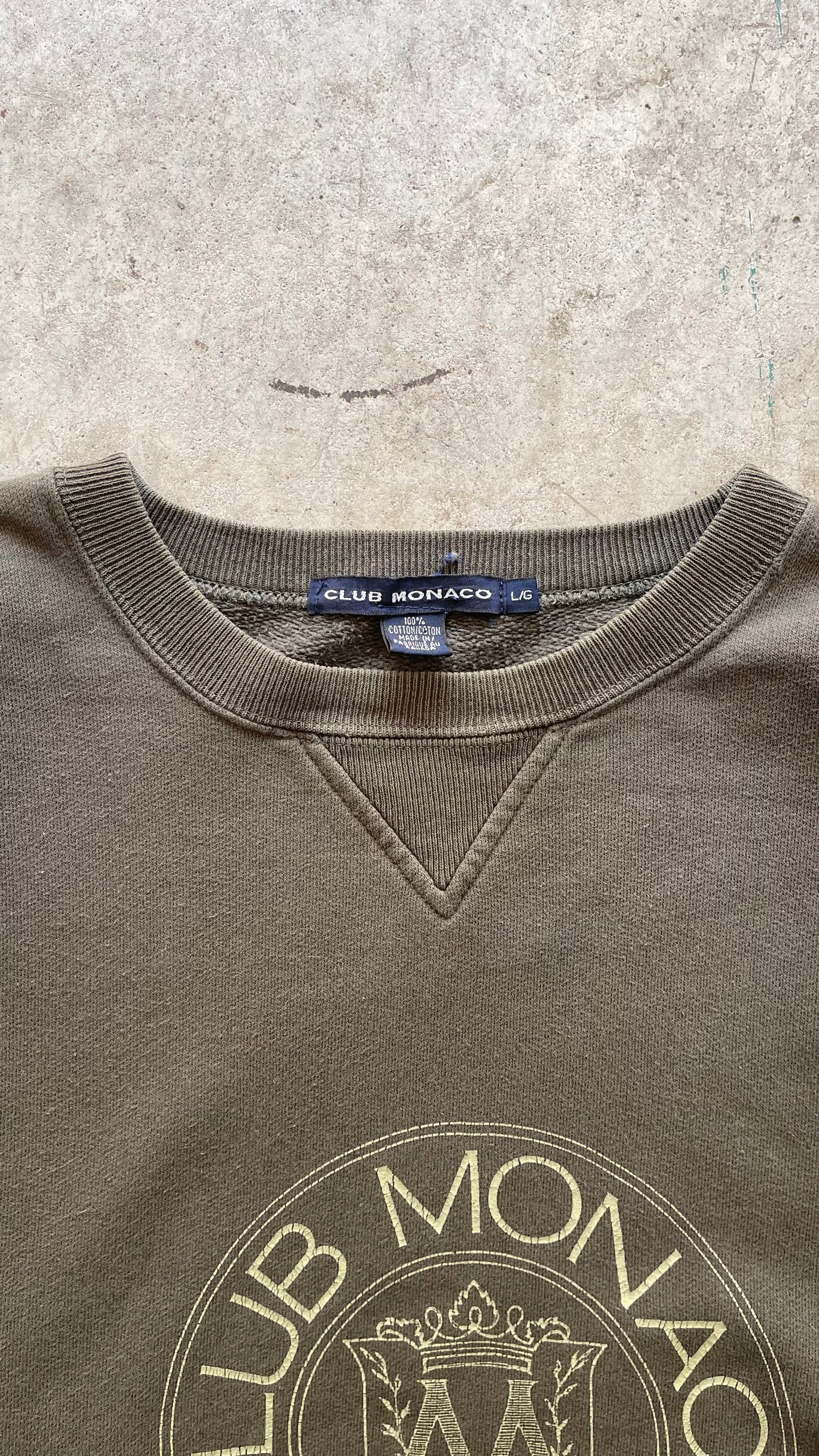 1990S CLUB MONACO OLIVE SWEATSHIRT - L
