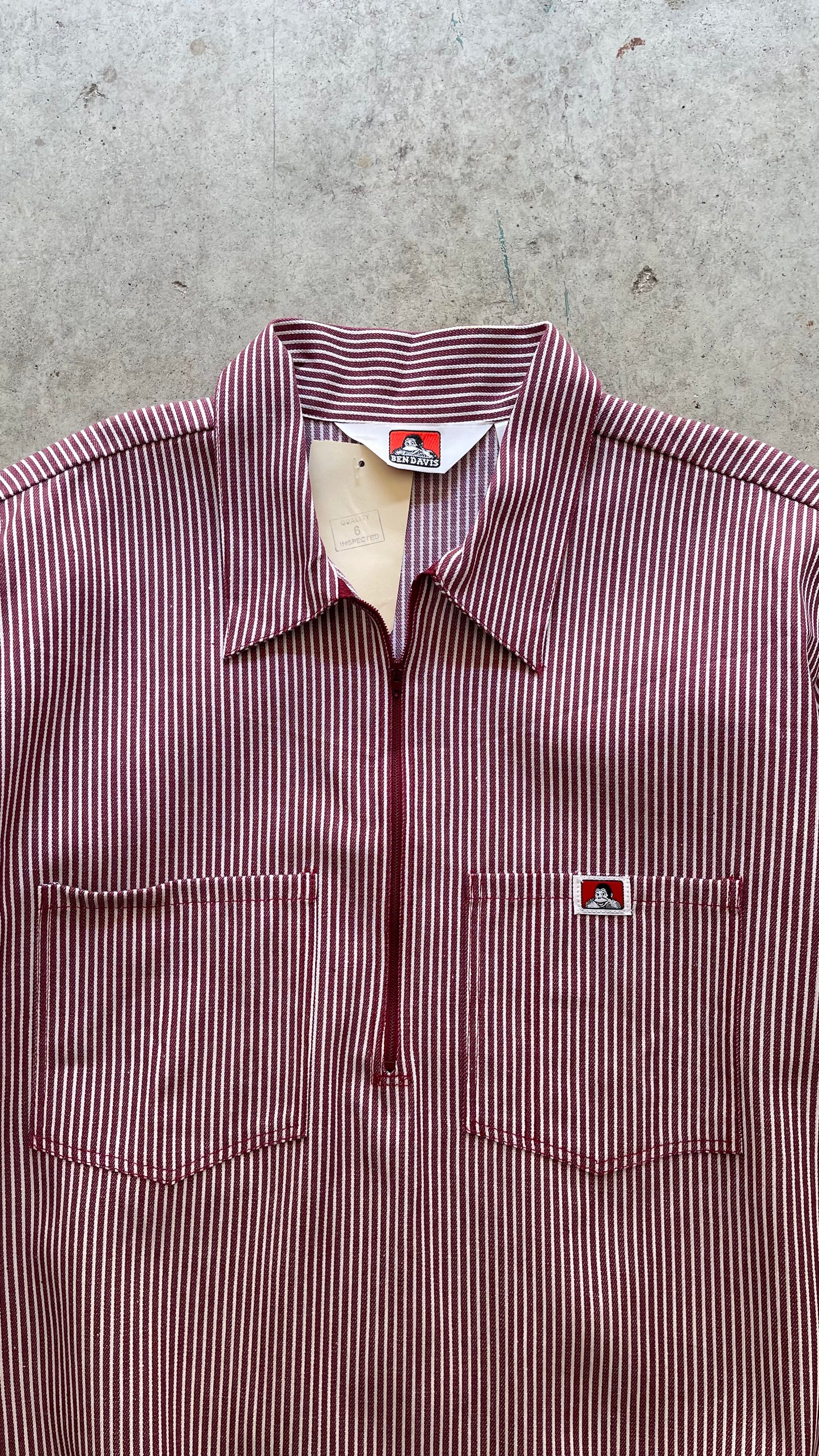 1990S BEN DAVIS STRIPPED RED SHIRT - L