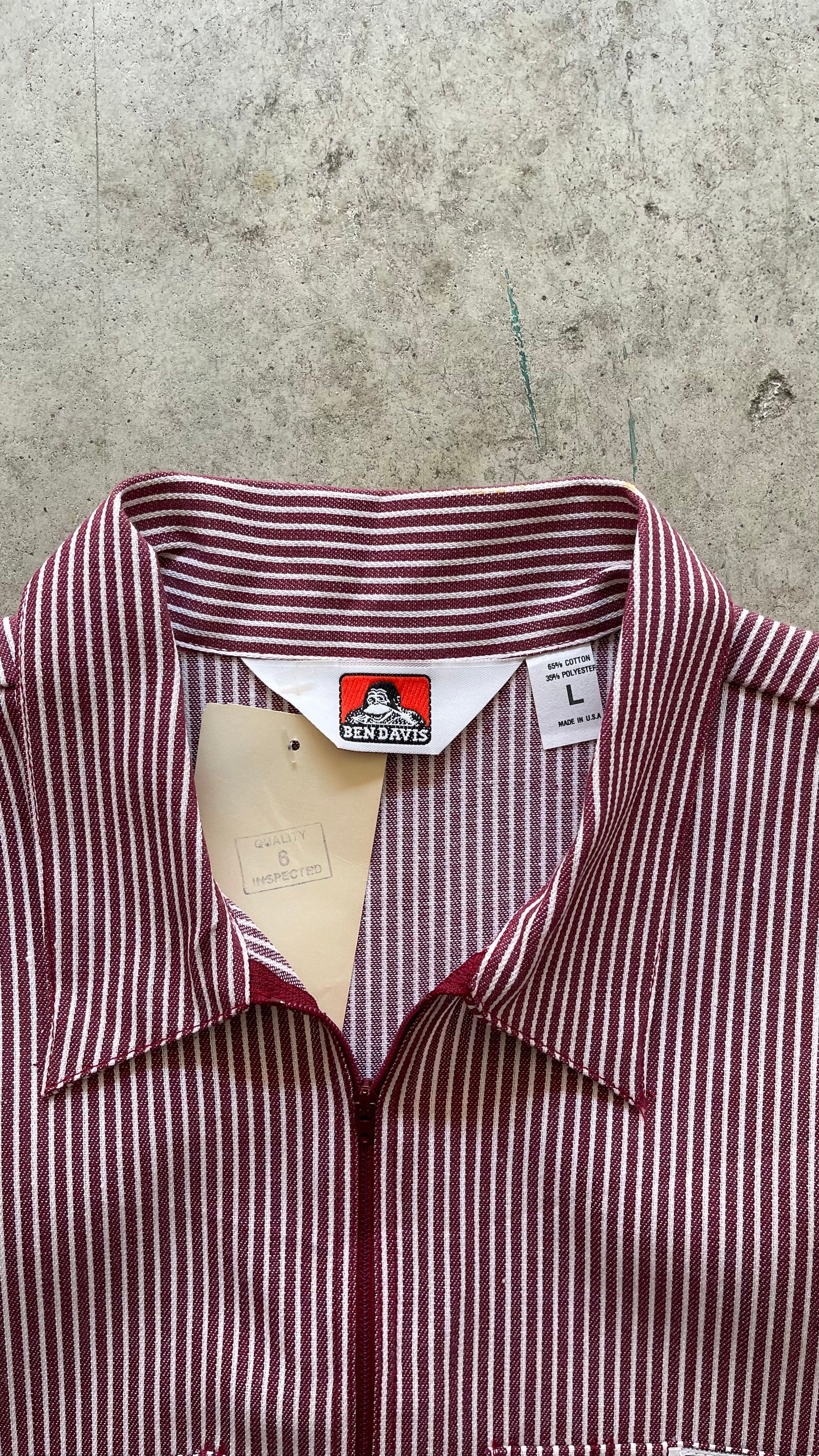 1990S BEN DAVIS STRIPPED RED SHIRT - L