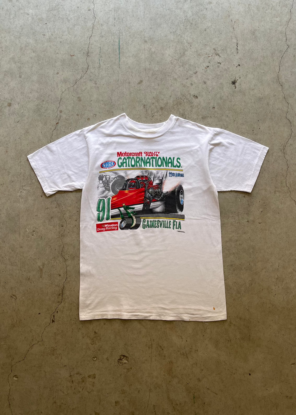 1990S "WINSTON DRAG RACING" WHITE TEE - L