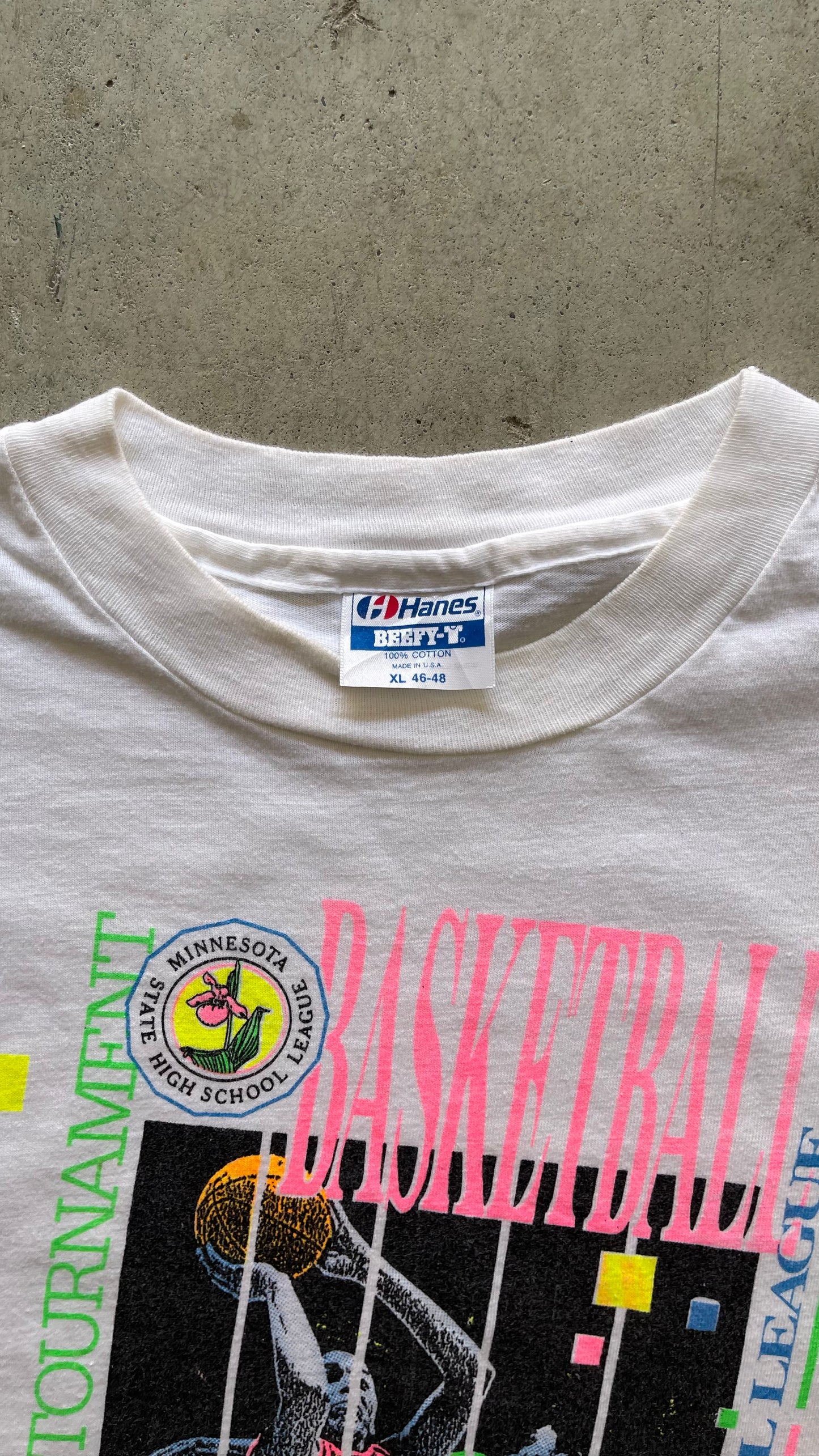 1990S" MINESOTA BASKETBALL STATE" WHITE TEE - XXL