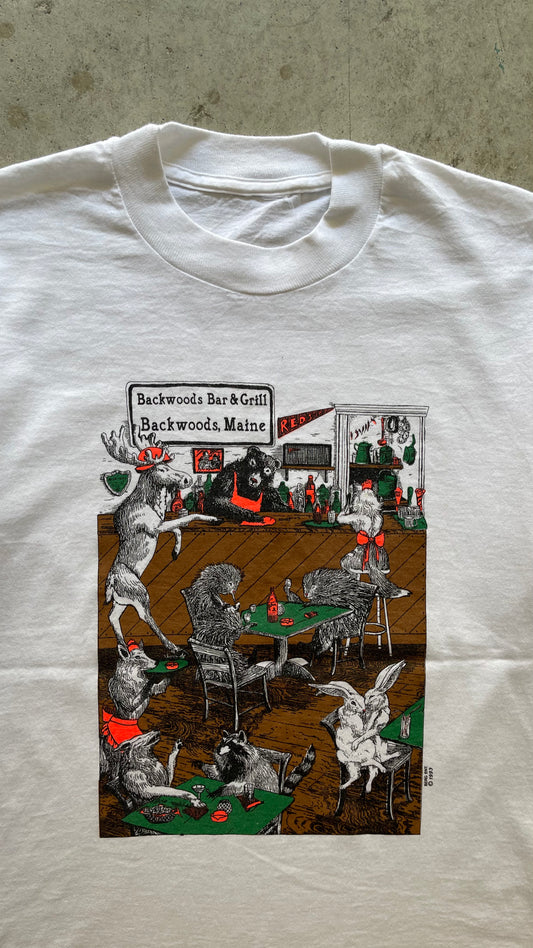 1990S "DEER" ANIMAL WHITE TEE - M
