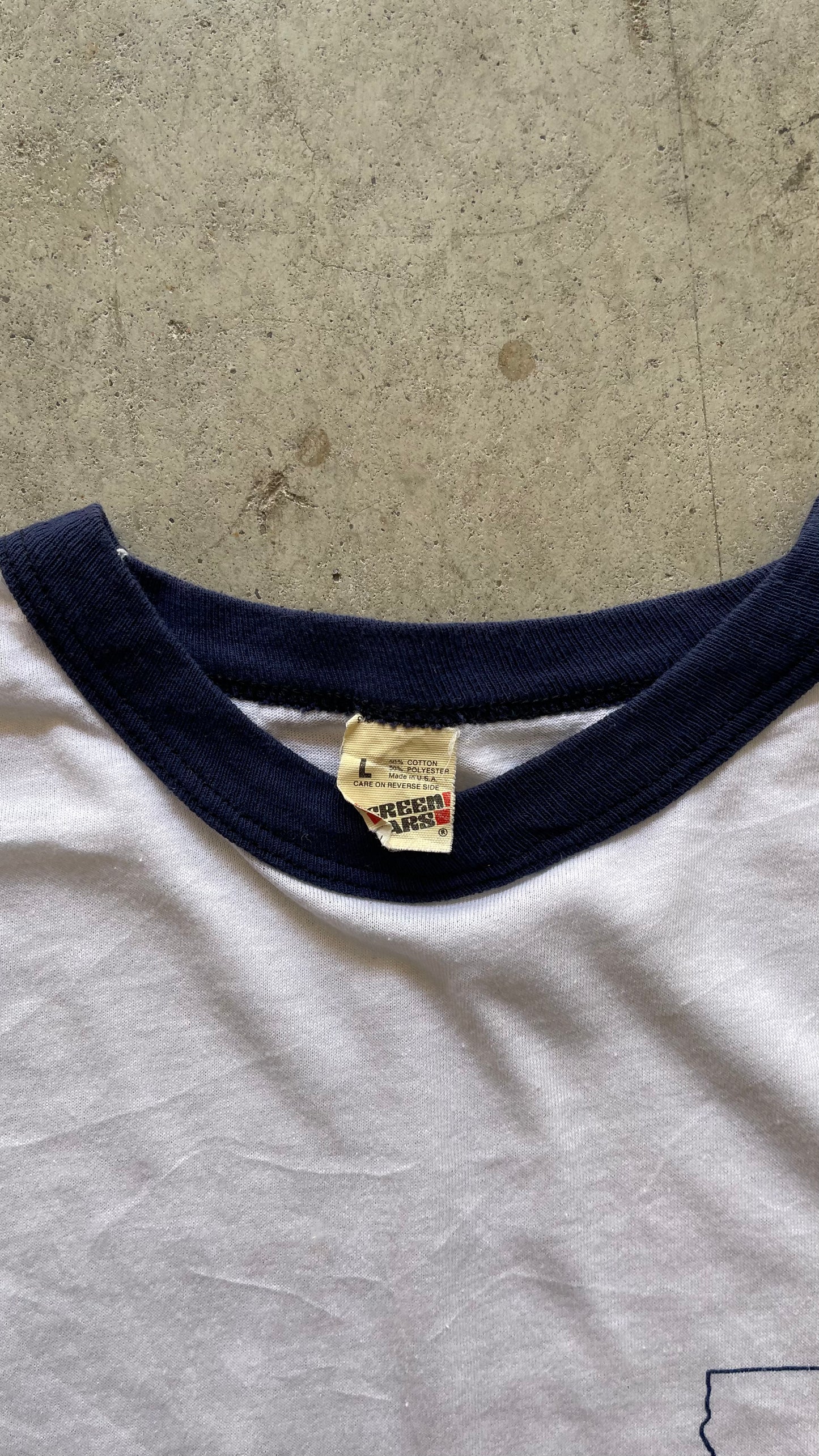 1980S "GOLDEN BOYS STATE" WHITE RINGER TEE - L
