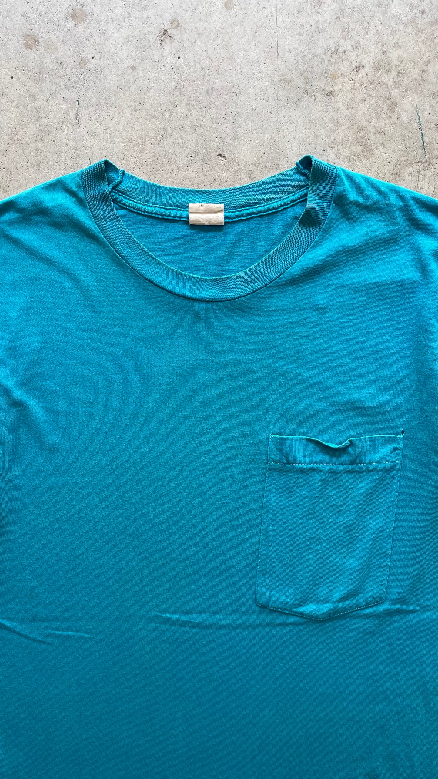1990S TEAL FADED POCKET TEE - S