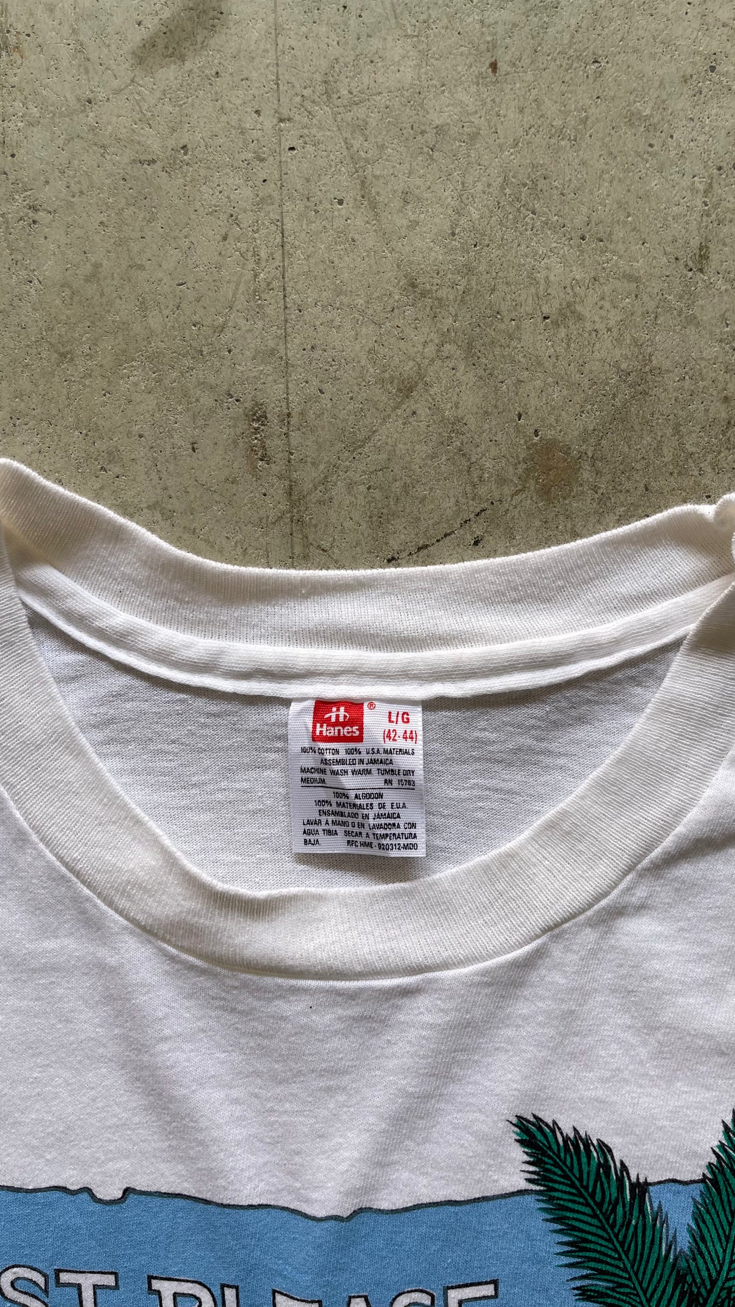 1990S "BEACH" VACATION WHITE TEE - L
