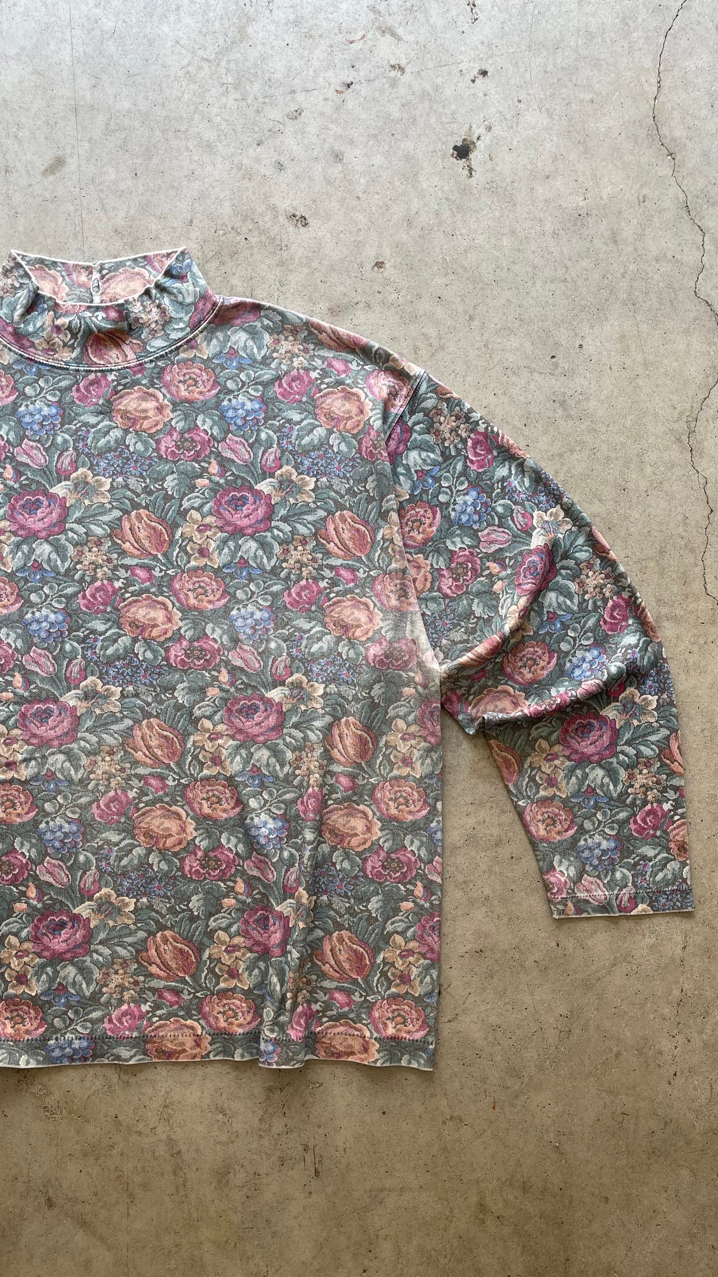 1990S "LL BEAN FLORAL" TURTLE NECK SWEATSHIRT - M