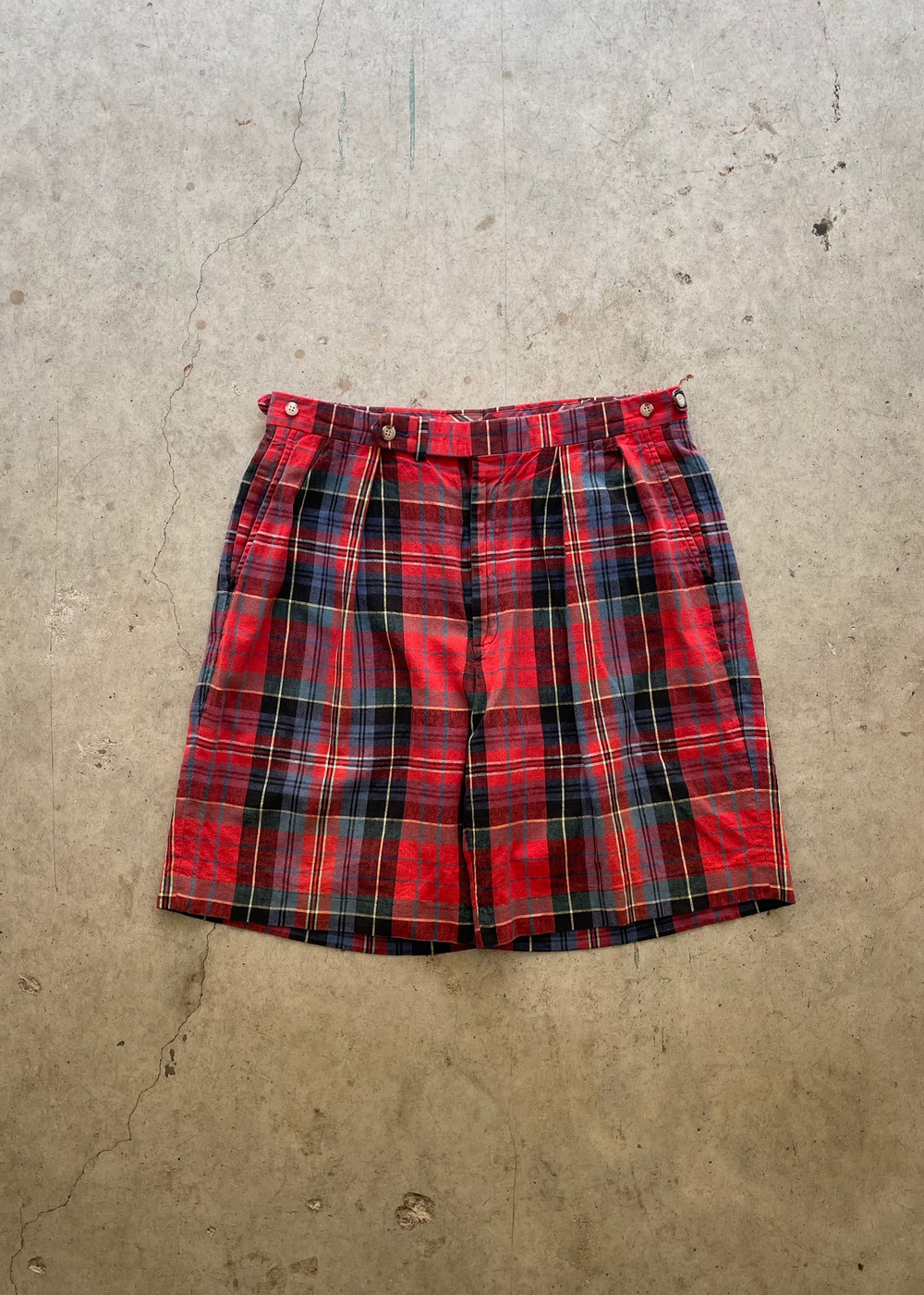 1990S "RALPH LAUREN" RED PLAID SHORTS - 34