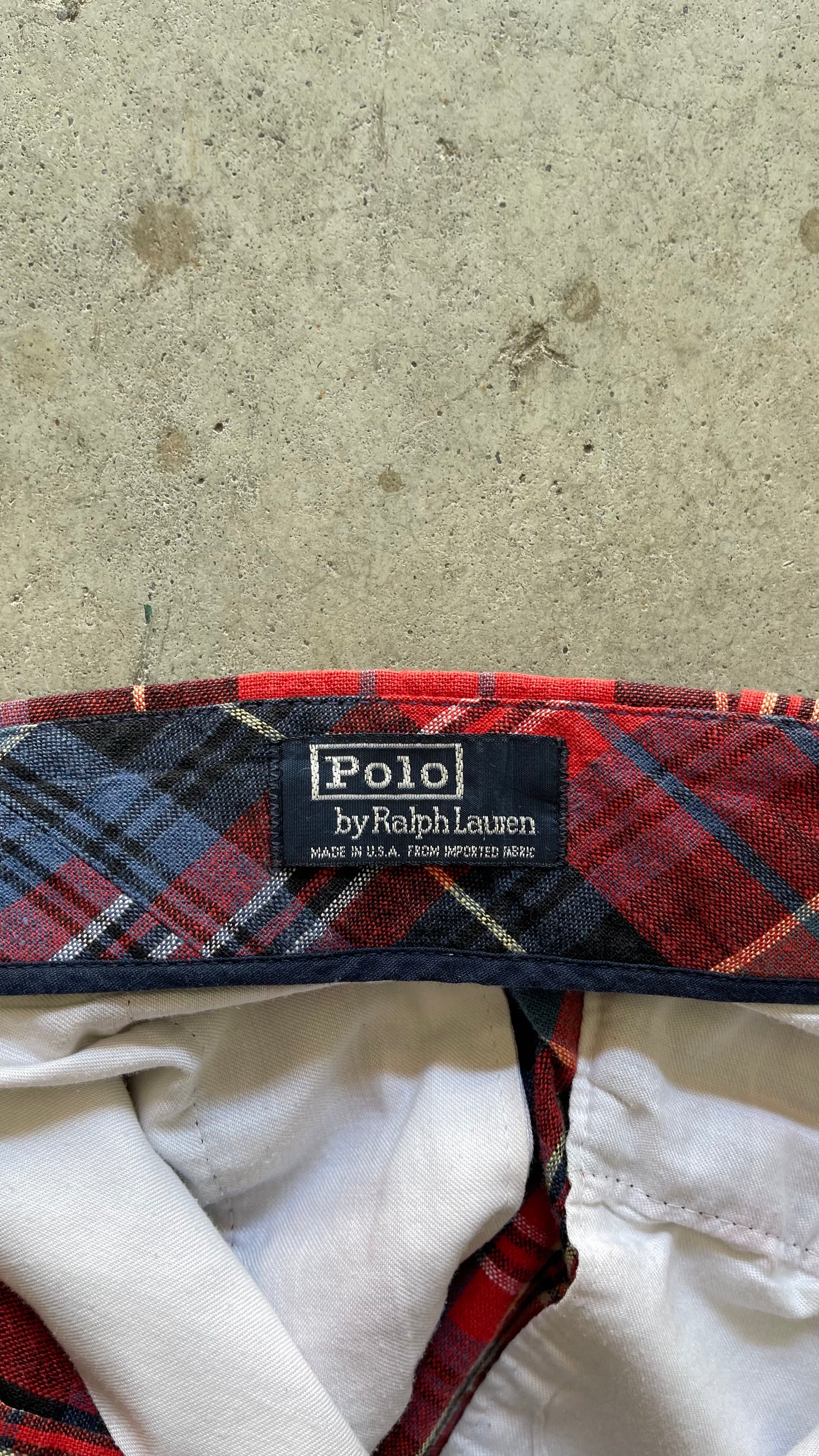 1990S "RALPH LAUREN" RED PLAID SHORTS - 34