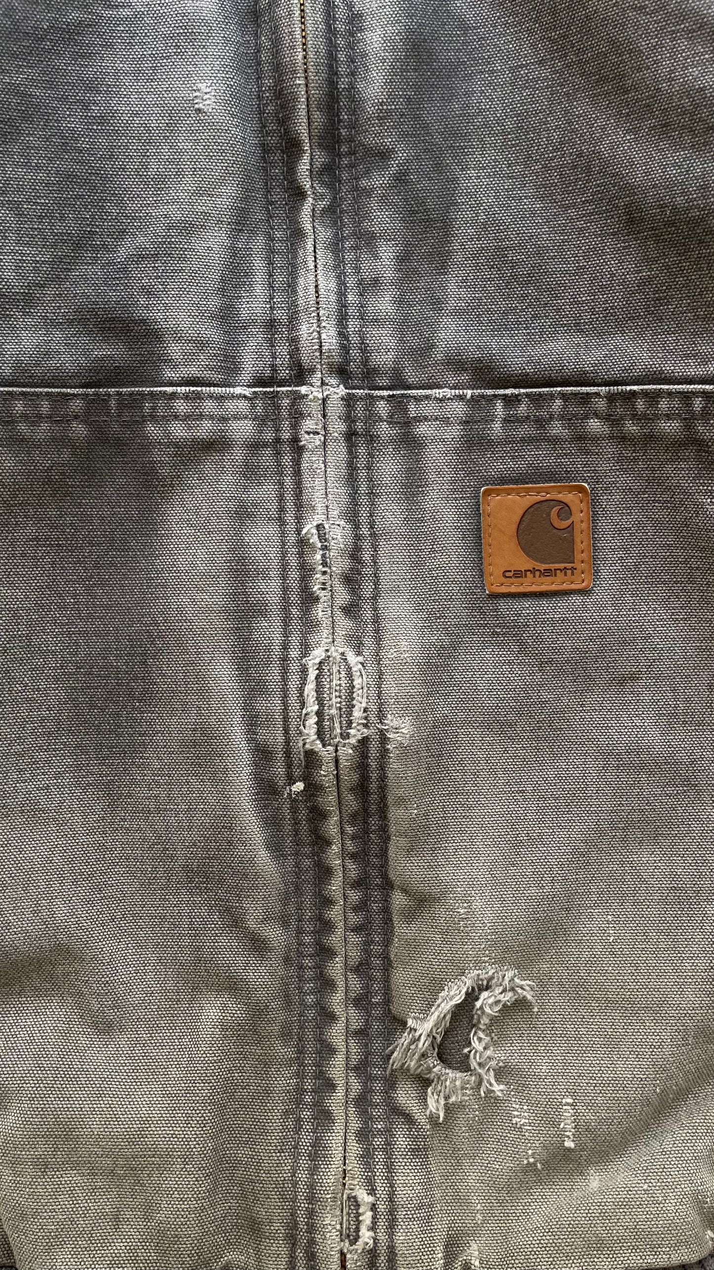 1990S FADED GREY CARRHARTT WORKWEAR JACKET - L