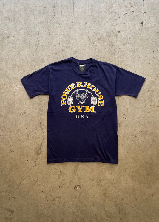 1990S "POWER HOUSE GYM" NAVY TEE - M