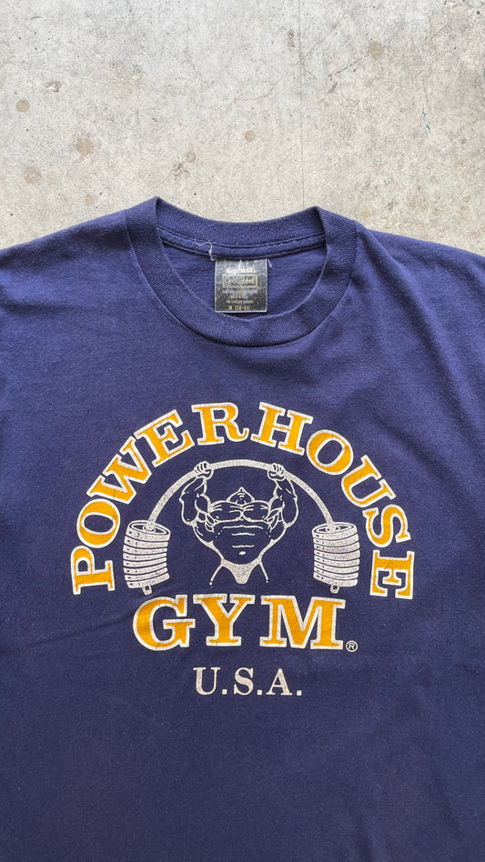 1990S "POWER HOUSE GYM" NAVY TEE - M