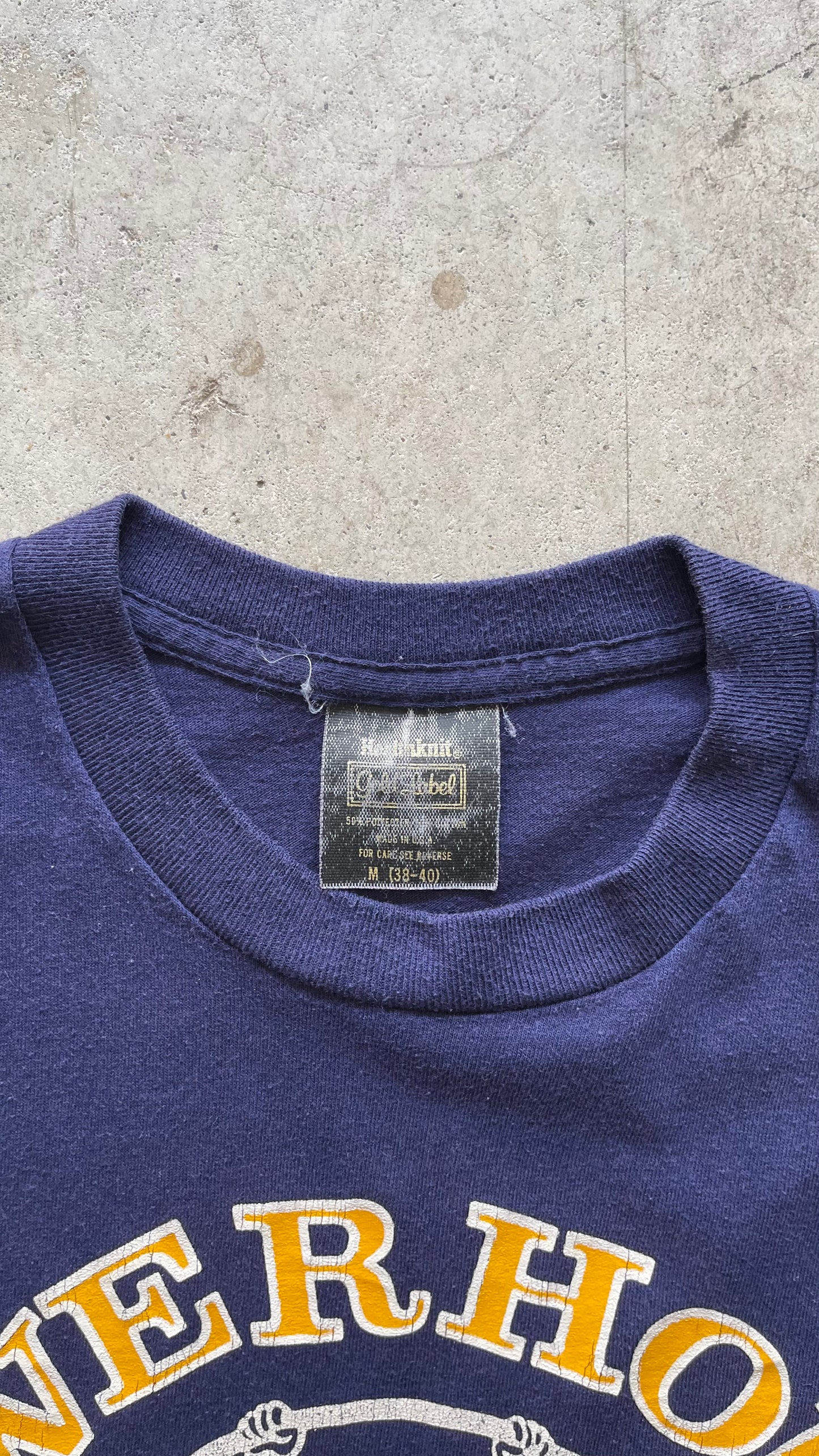 1990S "POWER HOUSE GYM" NAVY TEE - M