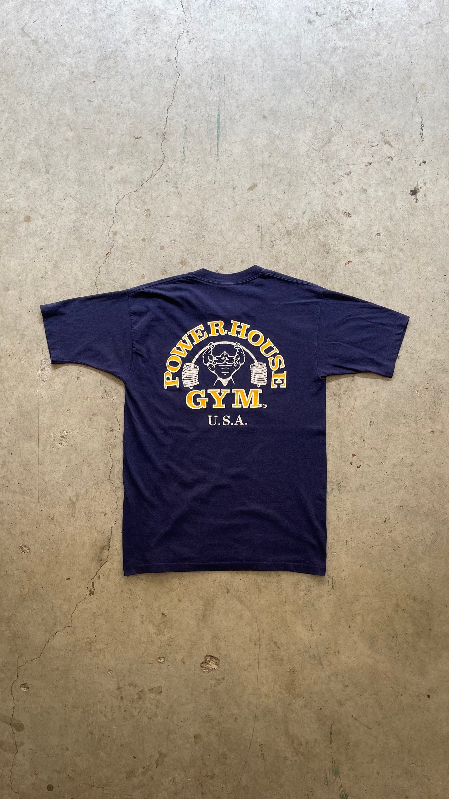1990S "POWER HOUSE GYM" NAVY TEE - M